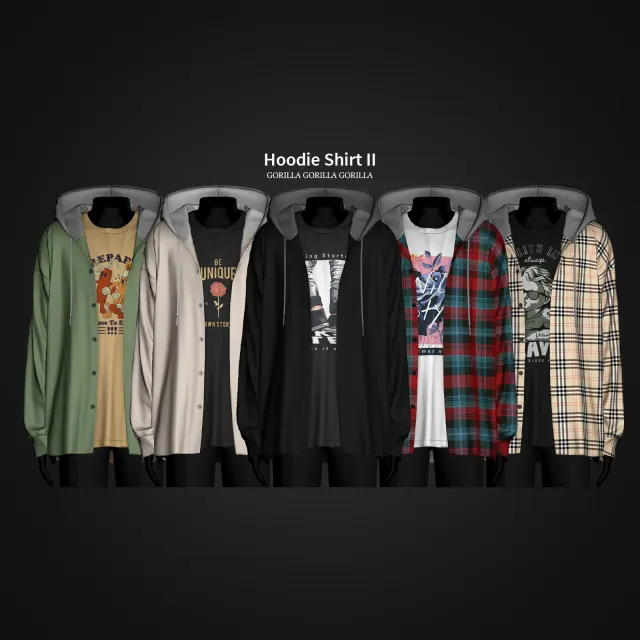 Vista previa de Hoodie Shirt II, ropa de gorillax3-cc para Los Sims 4.
