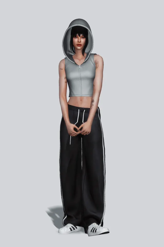 Vista previa de Hoodie Vest, crear un sim de gorillax3-cc para Los Sims 4.