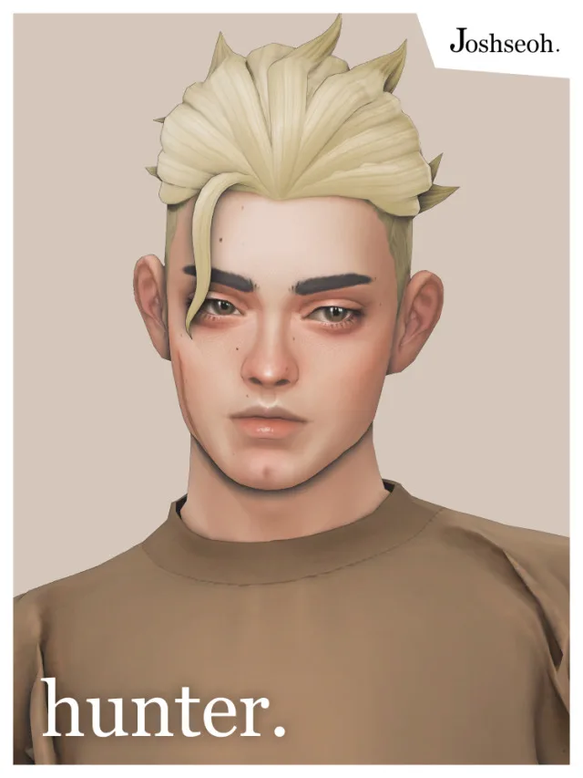 Vista previa de Hunter cabello (cabello Commissions), cabello de joshseoh para Los Sims 4.