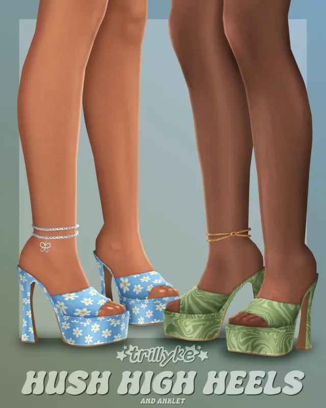 Vista previa de Hush High Heels & Anklet, zapatos de trillyke para Los Sims 4.