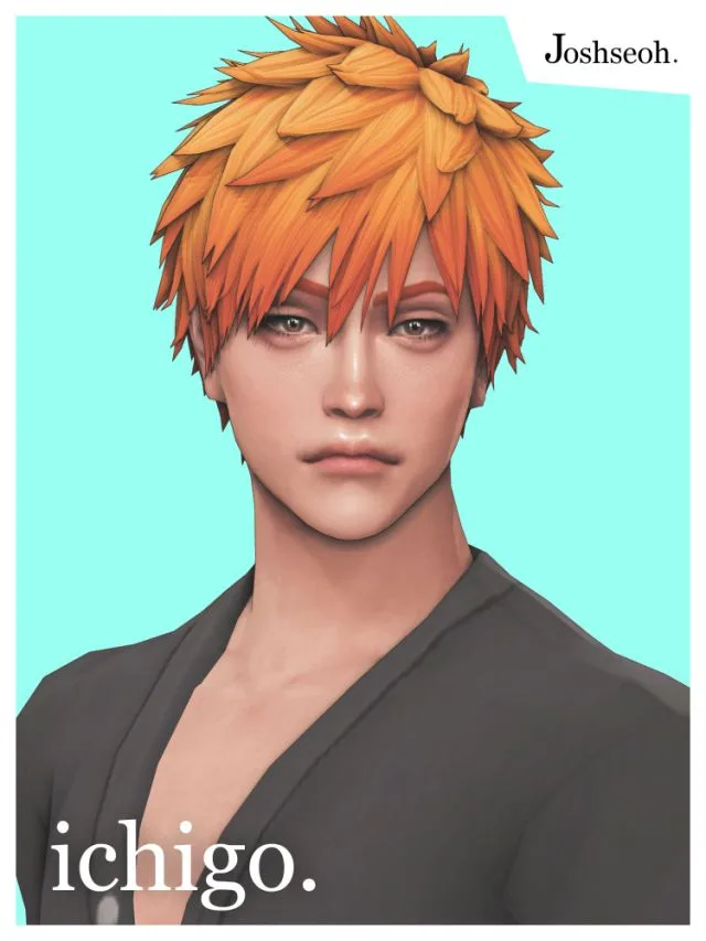 Vista previa de Ichigo cabello (cabello Commissions), cabello de joshseoh para Los Sims 4.