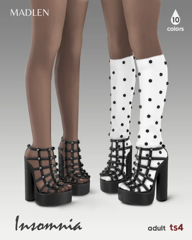 Vista previa de Insomnia set where dreams tread lightly chic, zapatos de madlensims para Los Sims 4.