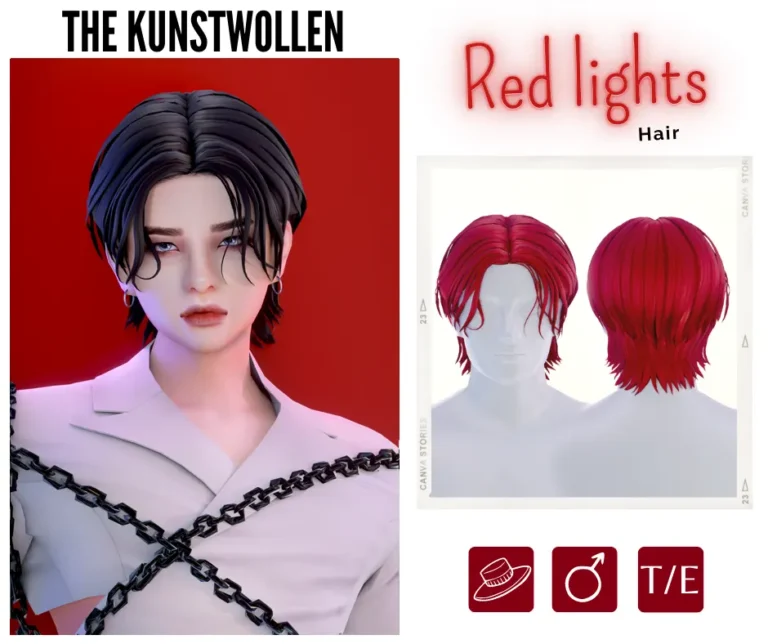 Vista previa de Inspired by Red Lights, they are amazing, cabello de thekunstwollen para Los Sims 4.