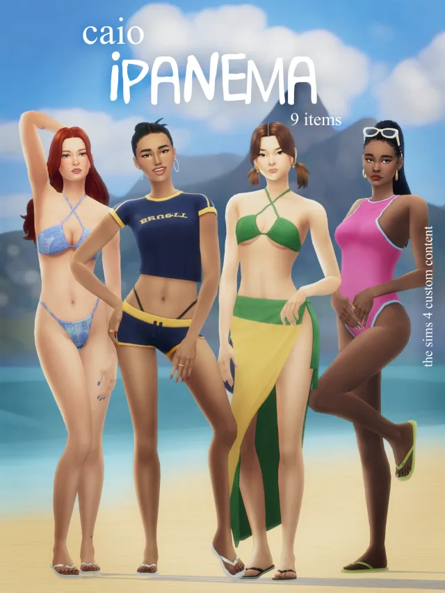Vista previa de Ipanema : A 9 items set, crear un sim de caio-cc para Los Sims 4.