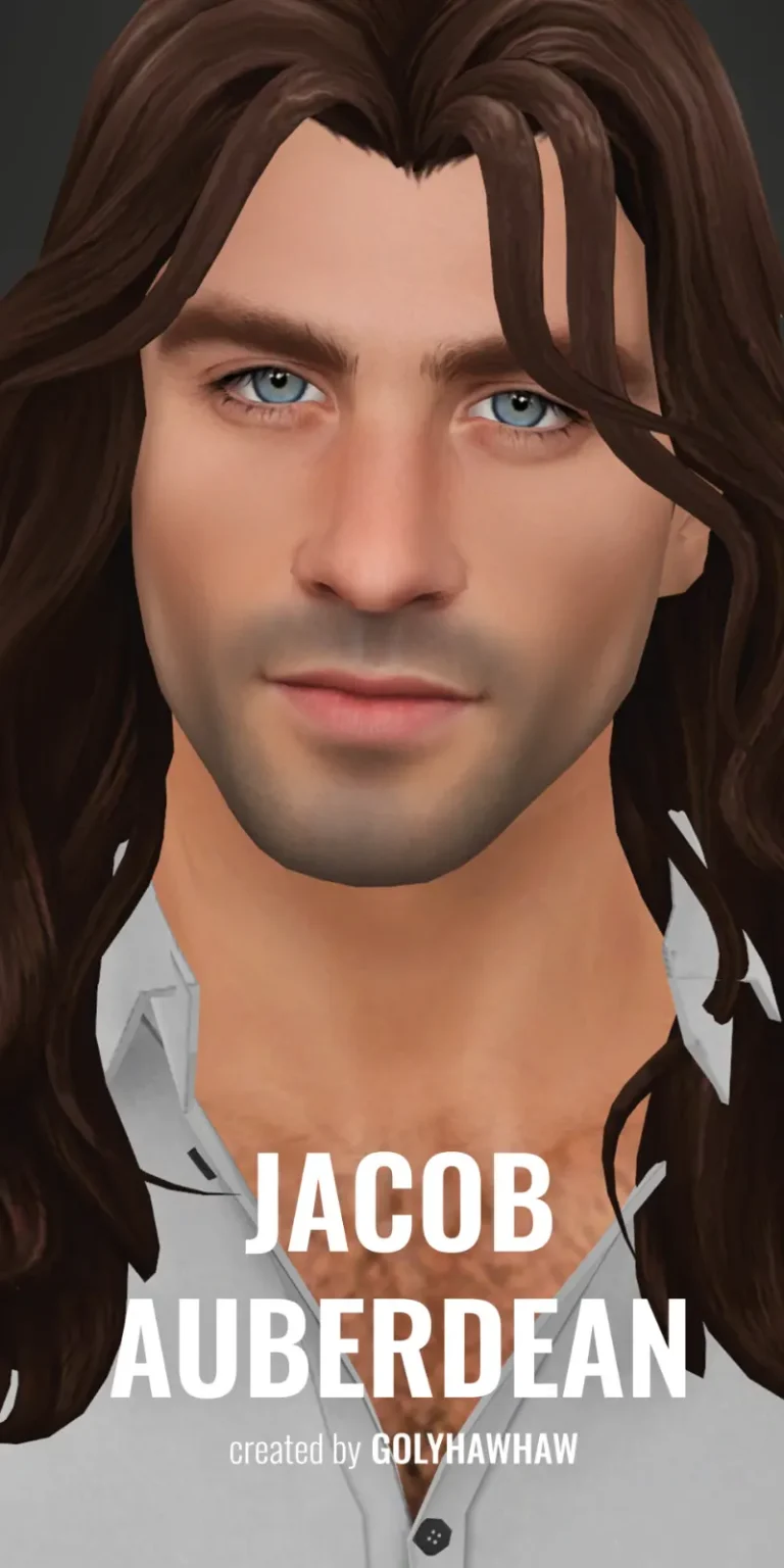 Vista previa de JACOB AUBERDEAN SIM+ SKIN, cabello de golyhawhaw para Los Sims 4.