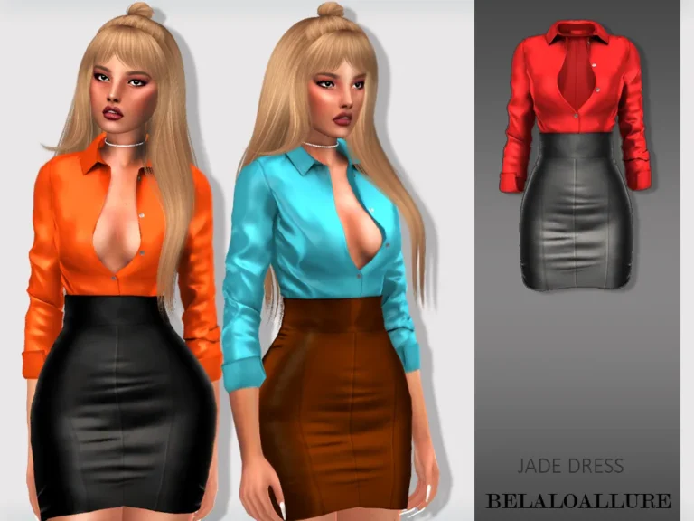 Vista previa de Jade vestido, ropa de belaloallure3 para Los Sims 4.