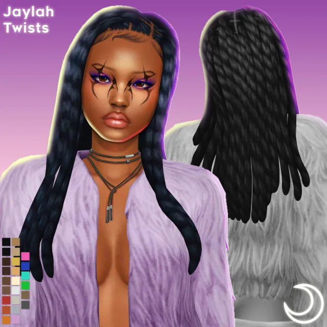 Vista previa de JAYLAH TWISTS BY IMVIKAI, cabello de imvikai para Los Sims 4.