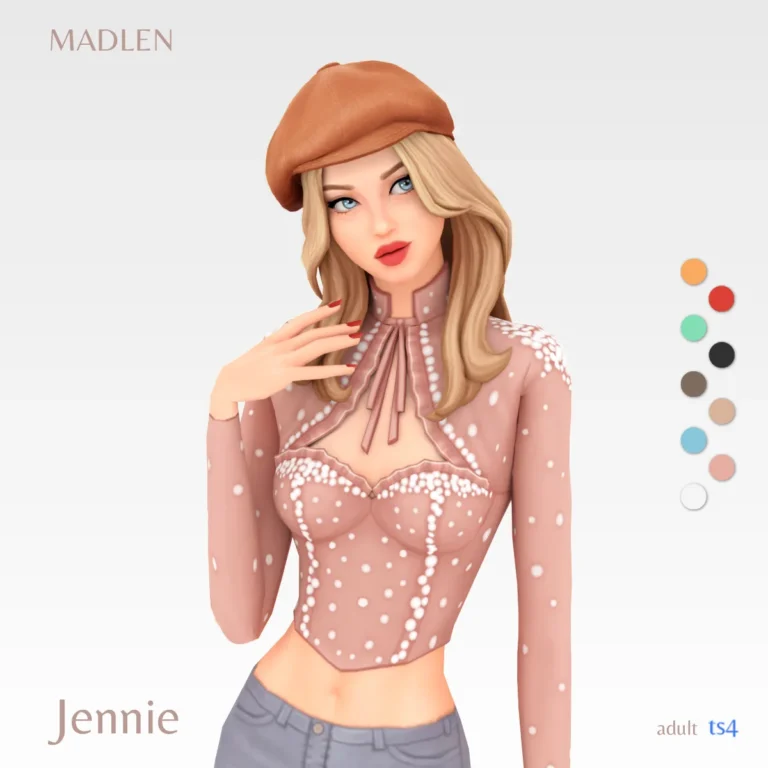 Vista previa de Jennie top top jeans jeans are previously, ropa de madlensims para Los Sims 4.