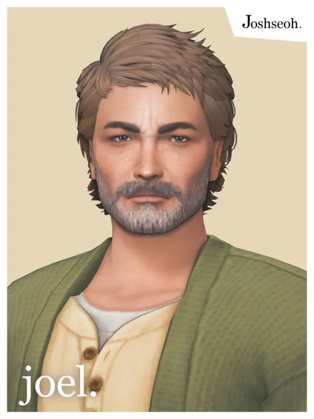Vista previa de Joel Miller (TLOU1) cabello - cabello Commissions, cabello de joshseoh para Los Sims 4.