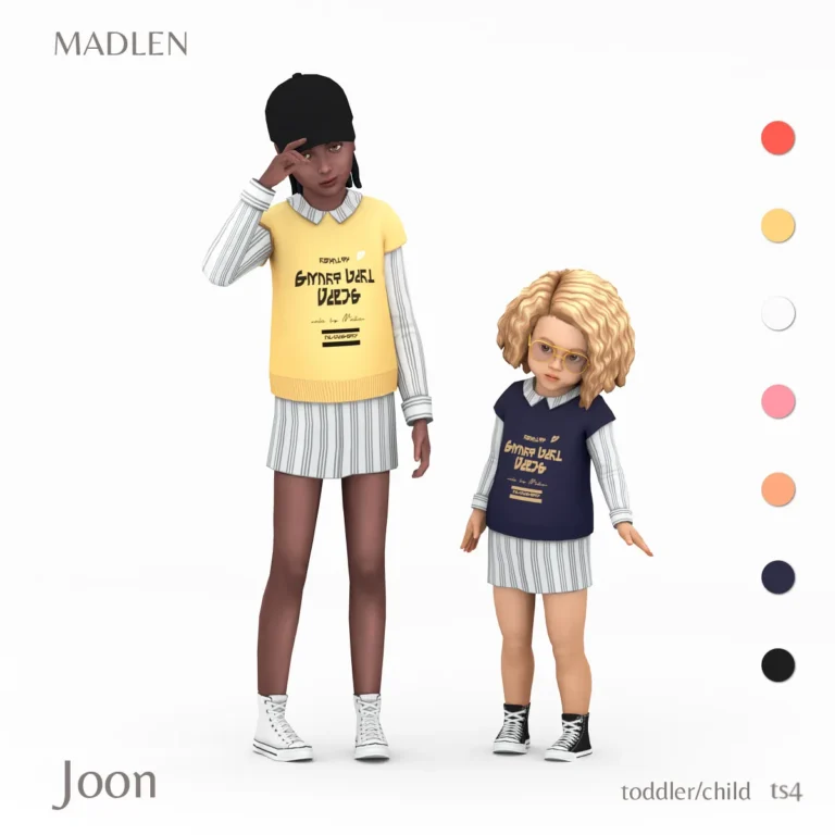 Vista previa de Joon conjunto long sleeve two piece conjunto for, ropa de madlensims para Los Sims 4.