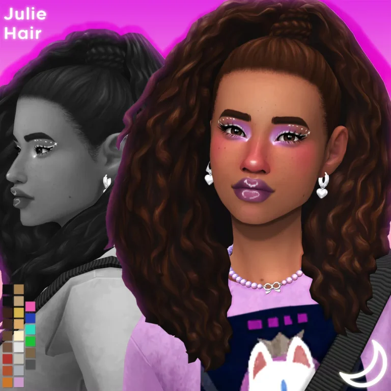 Vista previa de JULIE cabello BY IMVIKAI, cabello de imvikai para Los Sims 4.