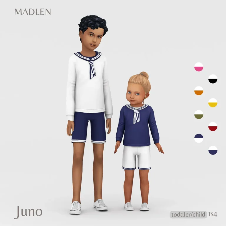 Vista previa de Juno conjunto a shorts variation based on my, ropa de madlensims para Los Sims 4.