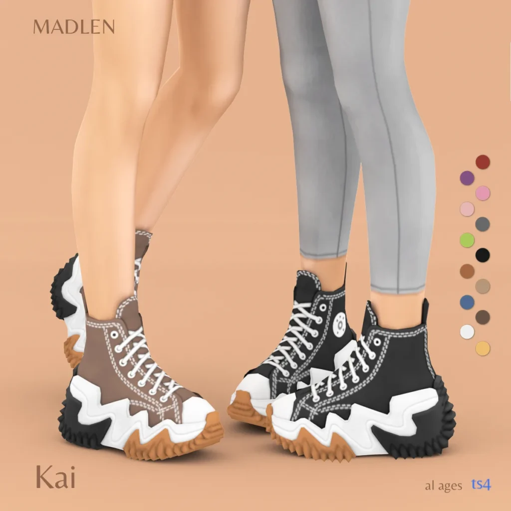 Vista previa de Kai sneakers unisex high top zapatos available to, zapatos de madlensims para Los Sims 4.