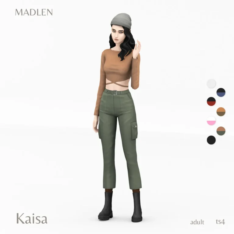 Vista previa de Kaisa conjunto download patreon, ropa de madlensims para Los Sims 4.
