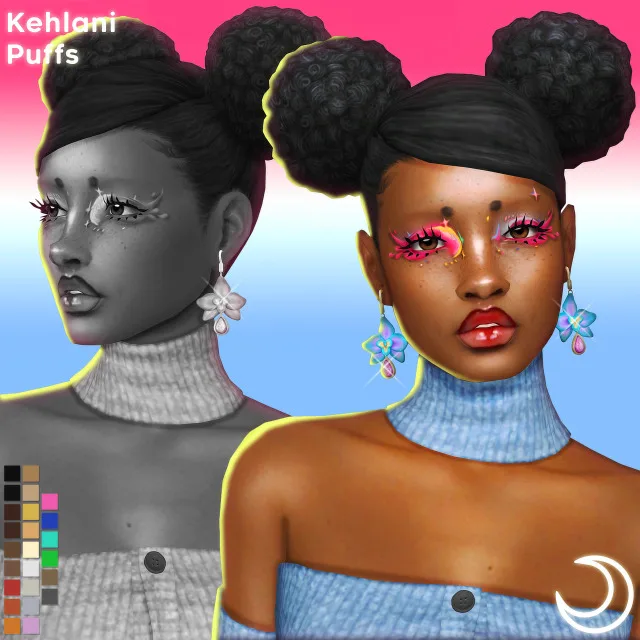 Vista previa de KEHLANI PUFFS BY IMVIKAI, cabello de imvikai para Los Sims 4.