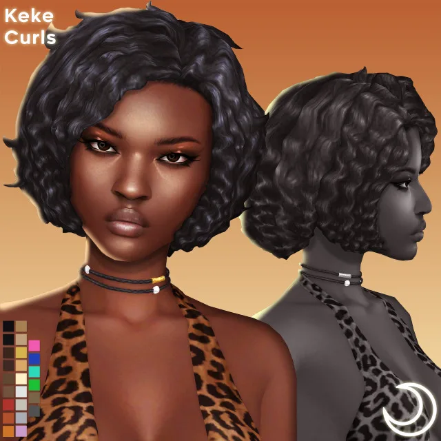 Vista previa de KEKE CURLS BY IMVIKAI, cabello de imvikai para Los Sims 4.