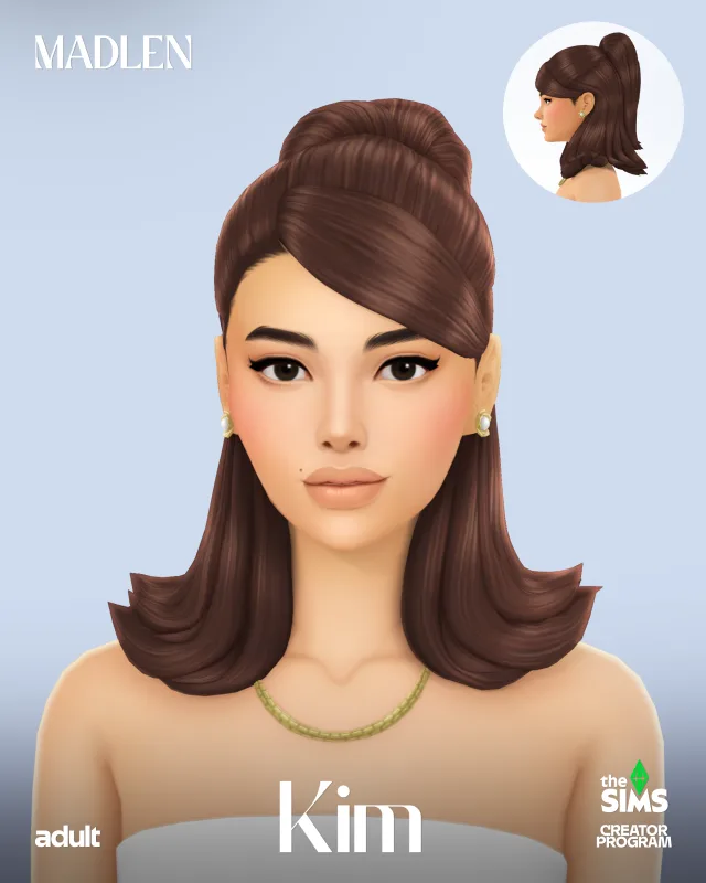 Vista previa de Kim hairstyle ive been working on this hairstyle, cabello de madlensims para Los Sims 4.