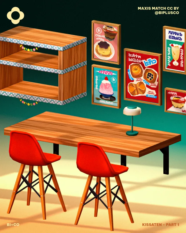 Vista previa de Kissaten - Part 1, muebles de biplusco para Los Sims 4.