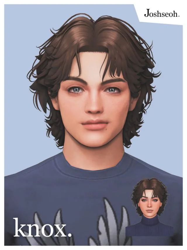 Vista previa de Knox cabello (cabello Commissions), cabello de joshseoh para Los Sims 4.