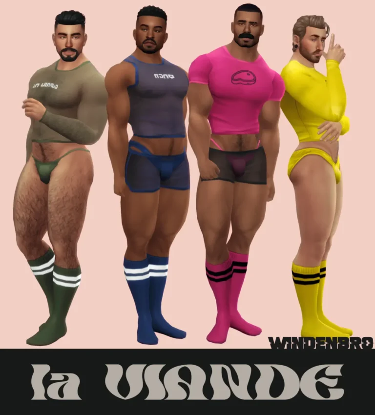 La VIANDE: colección de ropa de dormir masculina de Windenbro para Los Sims 4