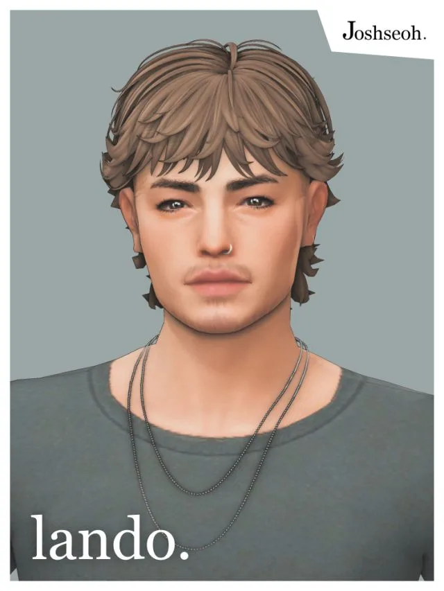 Vista previa de Lando cabello (cabello Commissions), cabello de joshseoh para Los Sims 4.