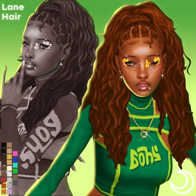 Vista previa de LANE cabello BY IMVIKAI, cabello de imvikai para Los Sims 4.