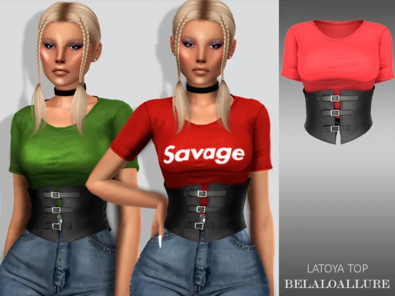 Vista previa de Latoya top, ropa de belaloallure3 para Los Sims 4.