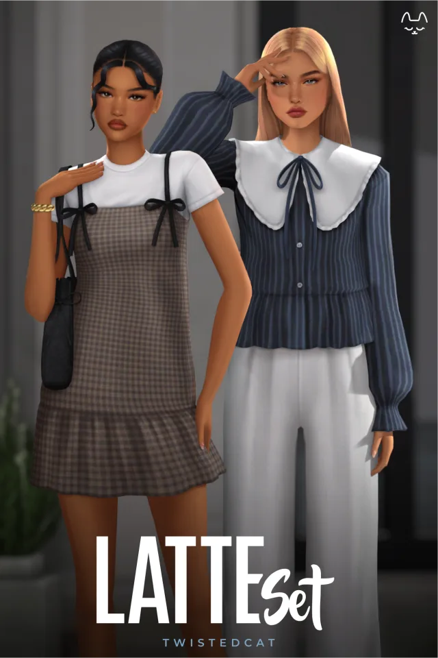 Vista previa de Latte Set, ropa de twisted-cat para Los Sims 4.