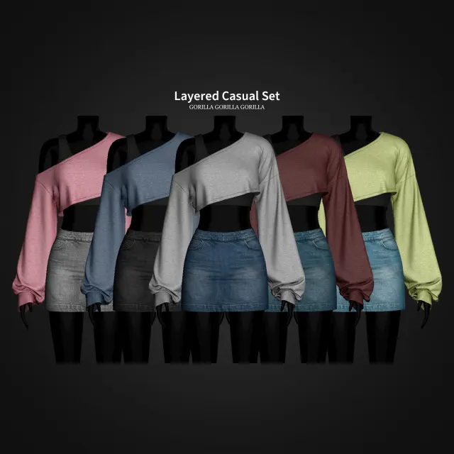 Vista previa de Layered Casual Set, crear un sim de gorillax3-cc para Los Sims 4.