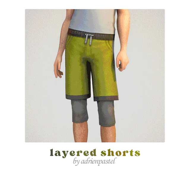 Vista previa de Layered Shorts (Male), ropa de its-adrienpastel para Los Sims 4.