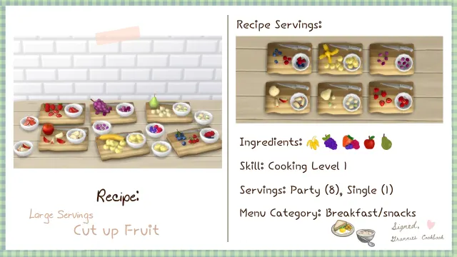Vista previa de Lbb gc breakfast cutupfruit update, mods de littlbowbub para Los Sims 4.