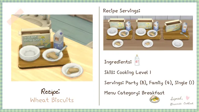 Vista previa de Lbb gc breakfast wheatbiscuits, mods de littlbowbub para Los Sims 4.