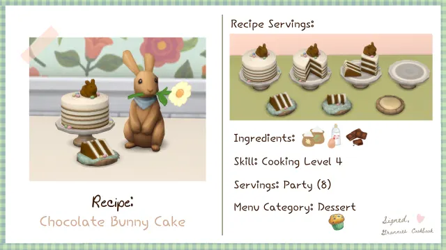 Vista previa de Lbb gc dessert chocolatebunnycake, mods de littlbowbub para Los Sims 4.