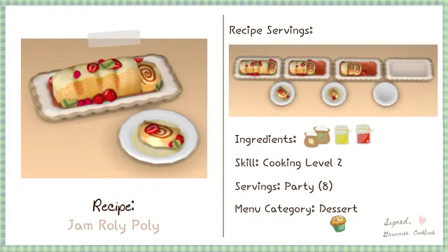 Vista previa de Lbb gc dessert jamrolypoly, mods de littlbowbub para Los Sims 4.