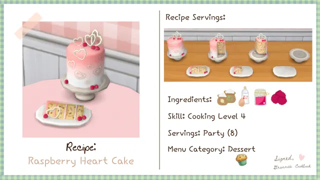 Vista previa de Lbb gc dessert raspberryheartcake, mods de littlbowbub para Los Sims 4.