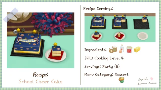 Vista previa de Lbb gc dessert schoolcheercakecopperdale, mods de littlbowbub para Los Sims 4.
