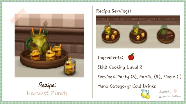 Vista previa de Lbb gc drinks harvestpunch, mods de littlbowbub para Los Sims 4.