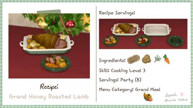 Vista previa de Lbb gc grandmeal honeyroastlamb, mods de littlbowbub para Los Sims 4.