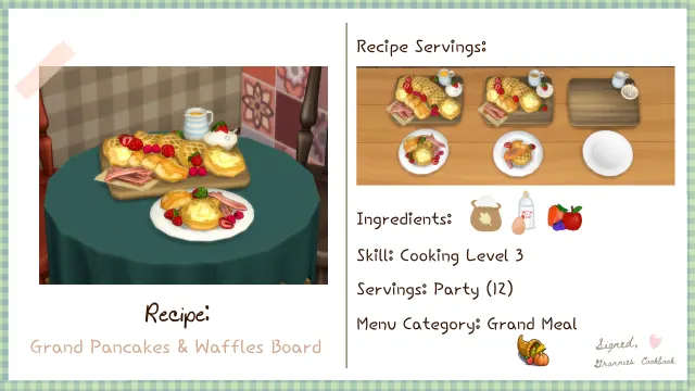 Vista previa de Lbb gc grandmeal pancakeswaffleboard, mods de littlbowbub para Los Sims 4.