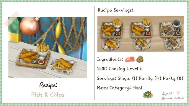 Vista previa de Lbb gc meal fishandchips, mods de littlbowbub para Los Sims 4.