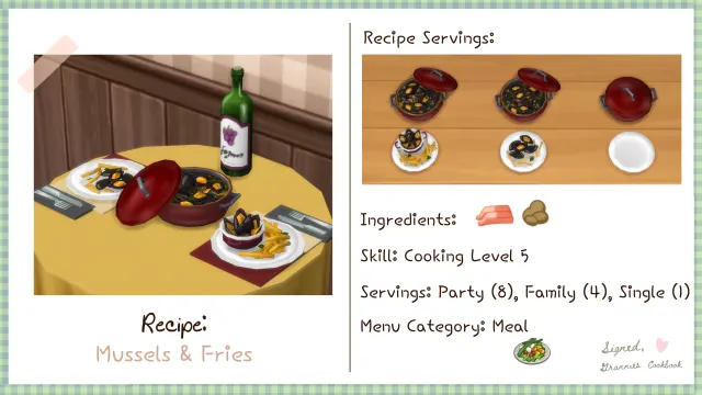 Vista previa de Lbb gc meal musselsandfries, mods de littlbowbub para Los Sims 4.