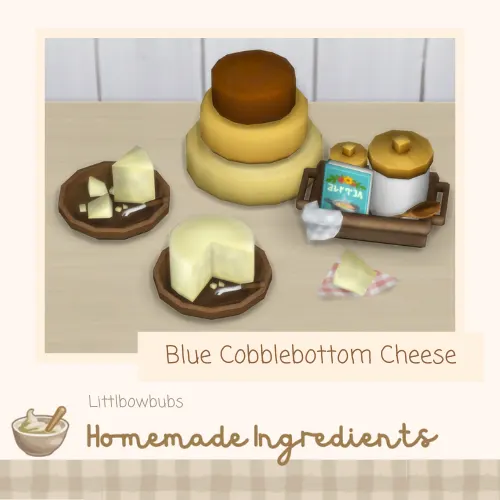 Vista previa de Lbb homemadeingredients bluecobblebottomcheese, mods de littlbowbub para Los Sims 4.
