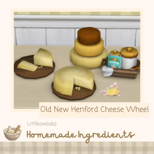 Vista previa de Lbb homemadeingredients oldnewhenfordcheesewheelrecipe, mods de littlbowbub para Los Sims 4.