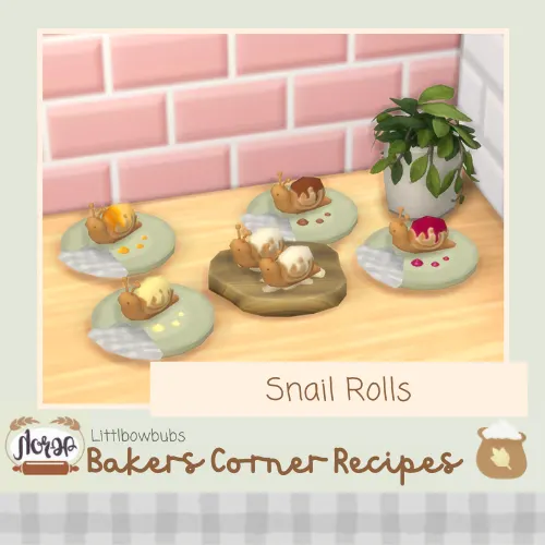 Vista previa de Lbb homestead breadrecipe snailrolls, mods de littlbowbub para Los Sims 4.