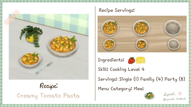 Vista previa de Lbb meal creamytomatopasta, mods de littlbowbub para Los Sims 4.