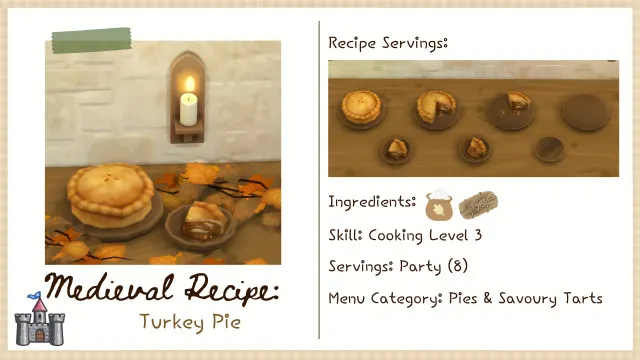 Vista previa de Lbb medievalrecipe pies turkeypie, mods de littlbowbub para Los Sims 4.