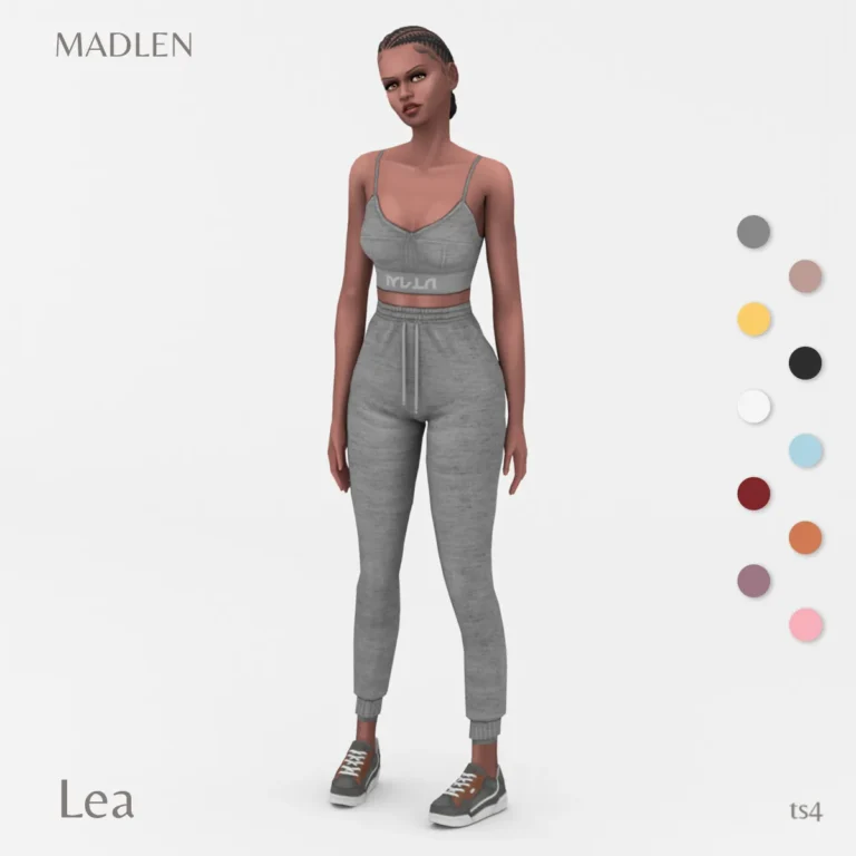 Vista previa de Lea conjunto cotton track pants with a matching, ropa de madlensims para Los Sims 4.