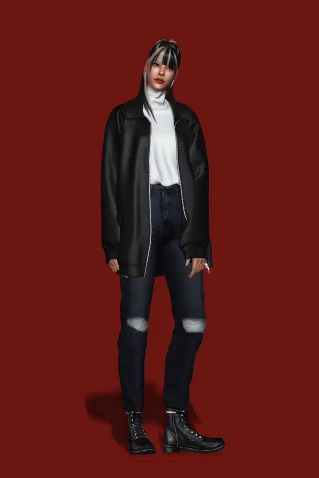Vista previa de Leather Jacket AF, ropa de gorillax3-cc para Los Sims 4.