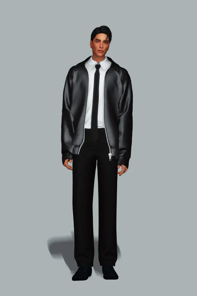 Vista previa de Leather Jacket w Shirt, ropa de gorillax3-cc para Los Sims 4.