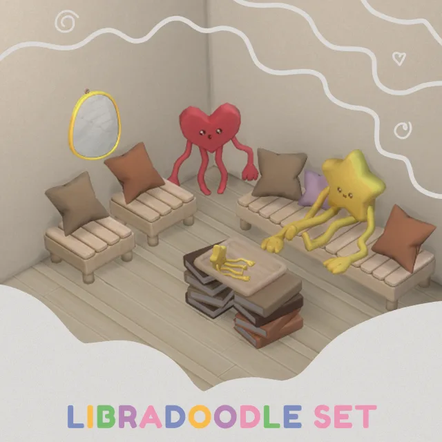 Vista previa de Libradoodle set get cozy and add a touch of, construir y comprar de tamsiecc para Los Sims 4.